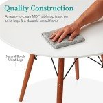 Best Choice Products 35.5in Round Dining Table, Compact Mid-Century Modern Table for 2-4, Home, Kitchen, Apartment w/Beech Wood Legs, Metal Frame - White