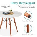 Best Choice Products 35.5in Round Dining Table, Compact Mid-Century Modern Table for 2-4, Home, Kitchen, Apartment w/Beech Wood Legs, Metal Frame - White