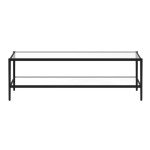 Henn&Hart 54" Wide Rectangular Coffee Table with Glass Shelf in Blackened Bronze, Modern coffee tables for living room, studio apartment essentials