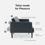 mopio Aaron 76.8" Couch, Small Futon Sofa Bed, Sleeper, Loveseat, Mid Century Modern Futon Couch, Sofa Cama, Couches for Living Room, Bedroom (Cloud Gray, Faux Leather)