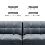mopio Aaron 76.8" Couch, Small Futon Sofa Bed, Sleeper, Loveseat, Mid Century Modern Futon Couch, Sofa Cama, Couches for Living Room, Bedroom (Cloud Gray, Faux Leather)