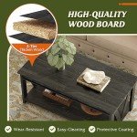 WLIVE Coffee Table, 43" Farmhouse Coffee Table with Storage Shelf & Sturdy V-Shaped Support, Wood Center Table for Living Room, Bedroom, Office and Balcony, Black