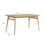 Walker Edison Mid-Century Modern Solid Wood Tapered-Leg Dining Table, 59 Inch, English Ash