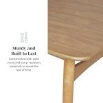 Walker Edison Mid-Century Modern Solid Wood Tapered-Leg Dining Table, 59 Inch, English Ash