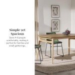 Walker Edison Mid-Century Modern Solid Wood Tapered-Leg Dining Table, 59 Inch, English Ash