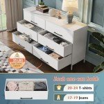 WLIVE Wide Fabric Dresser, 6 Drawer Dresser TV Stand for 68" TV, White Dressers Bedroom Furniture Large Storage Tower Unit with Fabric Bins for Bedroom, Closet, Hallway, White