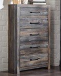 Signature Design by Ashley Drystan Casual 5 Drawer Chest, Dark Brown & Gray
