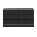 Prepac Astrid 6 Drawer Double Dresser for Bedroom, Wide Chest of Drawers, Bedroom Furniture, Clothes Storage and Organizer, 15.5" D x 47.5" W x 26.85" H, Black