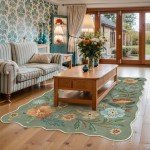 Lahome Floral Living Room Rugs, Area Rugs 5x7 Rug for Bedroom Ultra-Thin Soft Rug, Non-Slip Washable Rugs Stain Resistant Boho Rug Low-Pile Throw Rug for ‎Dining Room Office (5x7ft,Green)
