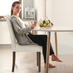 DUMOS Upholstered Dining Chairs Set of 2, Modern Fabric Dining Room Chair with Nailhead Trim and Wood Legs, Mid-Century Accent for Living Room, Kitchen, Beige