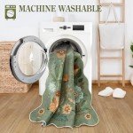 Lahome Floral Living Room Rugs, Area Rugs 5x7 Rug for Bedroom Ultra-Thin Soft Rug, Non-Slip Washable Rugs Stain Resistant Boho Rug Low-Pile Throw Rug for ‎Dining Room Office (5x7ft,Green)