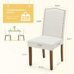 DUMOS Upholstered Dining Chairs Set of 2, Modern Fabric Dining Room Chair with Nailhead Trim and Wood Legs, Mid-Century Accent for Living Room, Kitchen, Beige