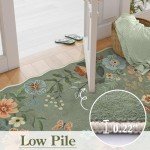 Lahome Floral Living Room Rugs, Area Rugs 5x7 Rug for Bedroom Ultra-Thin Soft Rug, Non-Slip Washable Rugs Stain Resistant Boho Rug Low-Pile Throw Rug for ‎Dining Room Office (5x7ft,Green)