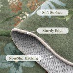 Lahome Floral Living Room Rugs, Area Rugs 5x7 Rug for Bedroom Ultra-Thin Soft Rug, Non-Slip Washable Rugs Stain Resistant Boho Rug Low-Pile Throw Rug for ‎Dining Room Office (5x7ft,Green)