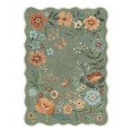 Lahome Floral Living Room Rugs, Area Rugs 5x7 Rug for Bedroom Ultra-Thin Soft Rug, Non-Slip Washable Rugs Stain Resistant Boho Rug Low-Pile Throw Rug for ‎Dining Room Office (5x7ft,Green)
