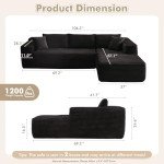 106" Cloud Sectional Couch with Chaise Lounge,L Shaped Modular Modern Sofa,Comfy Corduroy Fluffy Couches with Deep Seat,No Assembly Required Couch for Living Room(Right,Plush Corduroy,Black)