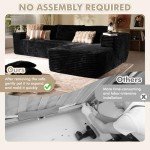 106" Cloud Sectional Couch with Chaise Lounge,L Shaped Modular Modern Sofa,Comfy Corduroy Fluffy Couches with Deep Seat,No Assembly Required Couch for Living Room(Right,Plush Corduroy,Black)