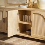 Walker Edison Sasha 70" Reeded Sideboard, Credenza with Doors for Kitchen, Dining Room, Media and Game Storage, Buffet Cabinet with Cord Management, 16" D X 30" H, Coastal Oak