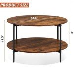 WLIVE Round Coffee Table, 32.6" Small Coffee Table with Storage Shelf, 2-Tier Circle Wood Center Table for Living Room, Apartment, Rustic Brown
