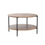 WLIVE Round Coffee Table, 32.6" Small Coffee Table with Storage Shelf, 2-Tier Circle Wood Center Table for Living Room, Apartment, Rustic Brown