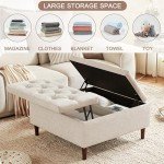 Weture 35 Inch Extra Large Storage Ottoman Coffee Table with Lift Top, Oversized Square Ottoman with Storage, Tufted Upholstered Ottoman Coffee Tables for Living Room (Fabric, Beige)