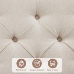 Weture 35 Inch Extra Large Storage Ottoman Coffee Table with Lift Top, Oversized Square Ottoman with Storage, Tufted Upholstered Ottoman Coffee Tables for Living Room (Fabric, Beige)