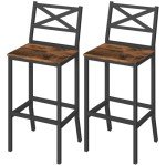 MAHANCRIS Bar Stools, Set of 2 Bar Chairs with Backrest and Footrest, 26" Tall Counter Bar Stools, Kitchen Breakfast Bar Chairs, Easy Assembly, for Dining Room, Rustic Brown BAHR0901N1
