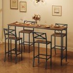 MAHANCRIS Bar Stools, Set of 2 Bar Chairs with Backrest and Footrest, 26" Tall Counter Bar Stools, Kitchen Breakfast Bar Chairs, Easy Assembly, for Dining Room, Rustic Brown BAHR0901N1