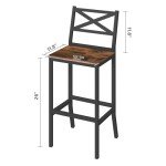 MAHANCRIS Bar Stools, Set of 2 Bar Chairs with Backrest and Footrest, 26" Tall Counter Bar Stools, Kitchen Breakfast Bar Chairs, Easy Assembly, for Dining Room, Rustic Brown BAHR0901N1