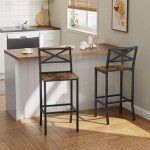 MAHANCRIS Bar Stools, Set of 2 Bar Chairs with Backrest and Footrest, 26" Tall Counter Bar Stools, Kitchen Breakfast Bar Chairs, Easy Assembly, for Dining Room, Rustic Brown BAHR0901N1