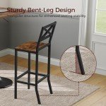 MAHANCRIS Bar Stools, Set of 2 Bar Chairs with Backrest and Footrest, 26" Tall Counter Bar Stools, Kitchen Breakfast Bar Chairs, Easy Assembly, for Dining Room, Rustic Brown BAHR0901N1