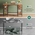 Huuger 47 Inch Computer Desk with 4 Drawers, Office Desk with Mesh Shelf, Gaming Desk, Large Storage, Writing Work Desk for Home Office, Study, Bedroom, Work from Home, Rustic Brown