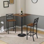 MAHANCRIS Bar Stools, Set of 2 Bar Chairs with Backrest and Footrest, 26" Tall Counter Bar Stools, Kitchen Breakfast Bar Chairs, Easy Assembly, for Dining Room, Rustic Brown BAHR0901N1