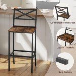 MAHANCRIS Bar Stools, Set of 2 Bar Chairs with Backrest and Footrest, 26" Tall Counter Bar Stools, Kitchen Breakfast Bar Chairs, Easy Assembly, for Dining Room, Rustic Brown BAHR0901N1