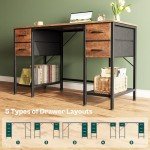 Huuger 47 Inch Computer Desk with 4 Drawers, Office Desk with Mesh Shelf, Gaming Desk, Large Storage, Writing Work Desk for Home Office, Study, Bedroom, Work from Home, Rustic Brown