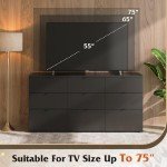 WLIVE 9 Drawer Dressers, Modern Large Wood Dresser Chest for Bedroom Organize with Sturdy Metal Handle, TV Stand for 75 inch TV, Living Room Office, Hallway, Ball Bearing Slide, Black (63" W)