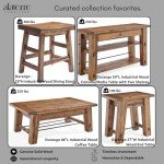 Alaterre Furniture Durango 20-Inch Tall Industrial Wood Dining Stool - Table or Extra Seat - Unique Rustic Industrial Style and Comfort - Farmhouse, Solid Wood Furniture