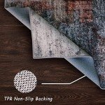 vivorug Washable Rug, Ultra Soft Area Rug 8x10, Non Slip Abstract Rug Foldable, Stain Resistant Rugs for Living Room Bedroom, Modern Fuzzy Rug (Gray/Rust, 8'x10')