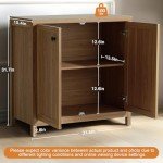 KOLIGEY Buffet Cabinet Sideboard Pantry Kitchen Cabinet with Extra Thick MDF Panel Frame, Credenza for Kitchen Living Room Entryway, Natural Walnut (2 Doors)