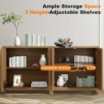 KOLIGEY Buffet Cabinet Sideboard Pantry Kitchen Cabinet with Extra Thick MDF Panel Frame, Credenza for Kitchen Living Room Entryway, Natural Walnut (2 Doors)