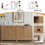 KOLIGEY Buffet Cabinet Sideboard Pantry Kitchen Cabinet with Extra Thick MDF Panel Frame, Credenza for Kitchen Living Room Entryway, Natural Walnut (2 Doors)