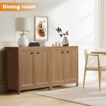KOLIGEY Buffet Cabinet Sideboard Pantry Kitchen Cabinet with Extra Thick MDF Panel Frame, Credenza for Kitchen Living Room Entryway, Natural Walnut (2 Doors)