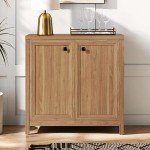 KOLIGEY Buffet Cabinet Sideboard Pantry Kitchen Cabinet with Extra Thick MDF Panel Frame, Credenza for Kitchen Living Room Entryway, Natural Walnut (2 Doors)