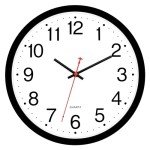 Foxtop Black Wall Clock Silent Non-Ticking 12 Inch Quartz Battery Operated Round Analog Wall Clock for Classroom School Office Living Room Bedroom Home