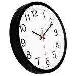Foxtop Black Wall Clock Silent Non-Ticking 12 Inch Quartz Battery Operated Round Analog Wall Clock for Classroom School Office Living Room Bedroom Home