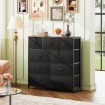 WLIVE 9-Drawer Dresser, Fabric Storage Tower for Bedroom, Hallway, Entryway, Closet, Tall Chest Organizer Unit with Fabric Bins, Steel Frame, Wood Top, Easy Pull Handle, Charcoal Black
