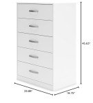Signature Design by Ashley Flannia Casual 5 Drawer Chest of Drawers with Dovetail Construction and Safety Stop, White