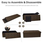 GLAXYFUR 43 Inches Folding Storage Ottoman Bench, Storage Chest, Footrest for Entryway, Living Room, Holds up to 660 lb, Brown