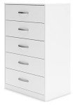 Signature Design by Ashley Flannia Casual 5 Drawer Chest of Drawers with Dovetail Construction and Safety Stop, White