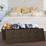 GLAXYFUR 43 Inches Folding Storage Ottoman Bench, Storage Chest, Footrest for Entryway, Living Room, Holds up to 660 lb, Brown